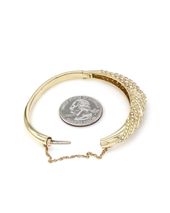 Pave Diamond Dome Bangle Bracelet in Gold